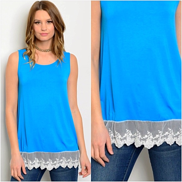 Soft Flowy Lace Hem Tunic Tank Top SML - Picture 6 of 7